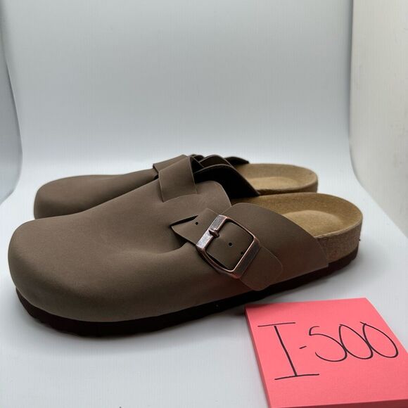 CUSHIONAIRE Women's Cork Footbed Clog with Genuine Leather Upper 6 BROWN - Picture 3 of 7